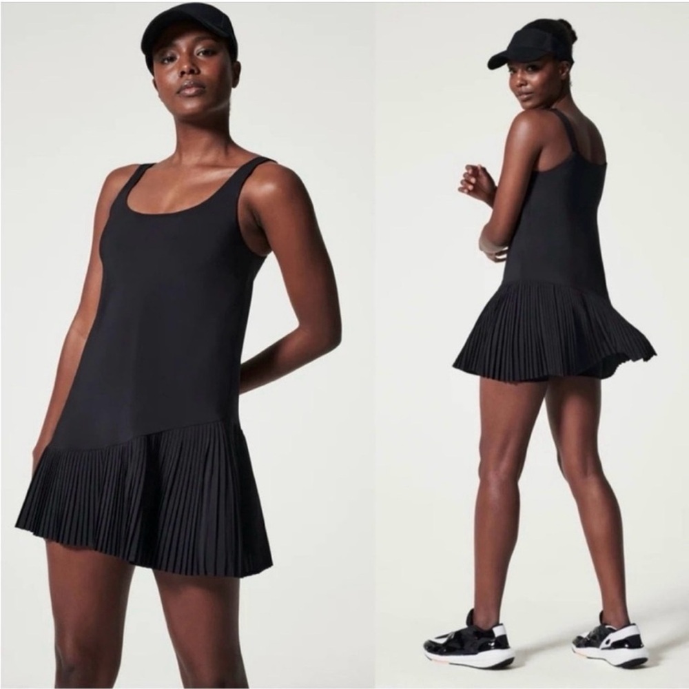 Spanx Black Sleeveless Get Moving Pleated Skort Dress